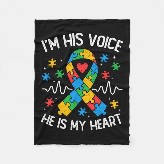 Autismus Mama Ich bin seine Stimme, er ist mein He Fleecedecke (Vorderseite)