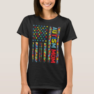 Autismus Mama Kind US Flaggen Rätsel Aufklärung wä T-Shirt