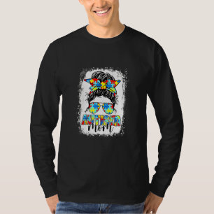 Autismus Mama Leben gebleicht Vintag Messy Bun Hai T-Shirt
