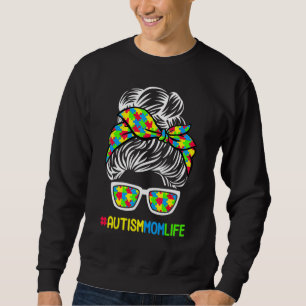 Autismus Mama Lebensbewusstsein Messy Bun Puzzle P Sweatshirt