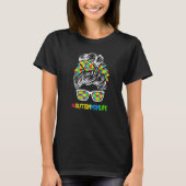 Autismus Mama Lebensbewusstsein Messy Bun Puzzle P T-Shirt (Vorderseite)
