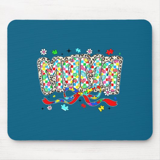 Autismus-Mama Leopard-Schecken-Puzzleteil-Bogen Mousepad (Vorne)