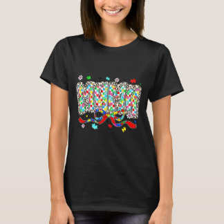 Autismus-Mama Leopard-Schecken-Puzzleteil-Bogen T-Shirt