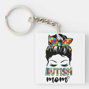 Autismus Mama Life Messy Bun, Autismus Mama Schlüsselanhänger