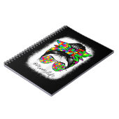 Autismus Mama Messy Bun gebleicht für Autismus Bew Notizblock (Linke Seite)