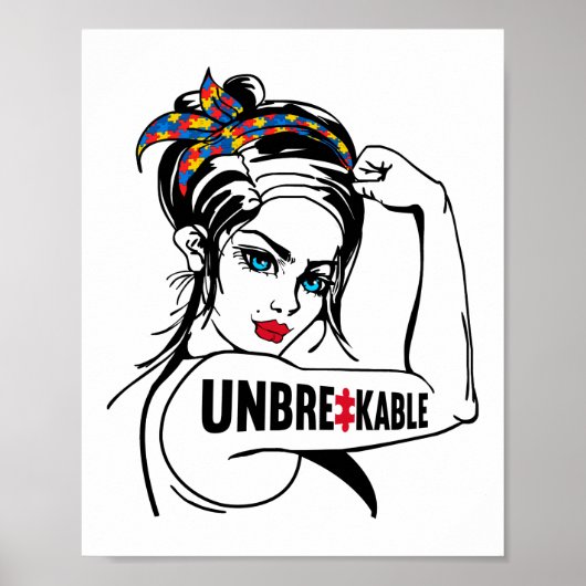 Autismus Mama Mutter Mama Unzerbrechliche Rosie Th Poster (Vorne)
