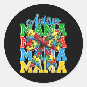 Autismus Mama Neuro Diverse Coquette Bow Mama Moth Runder Aufkleber