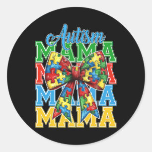 Autismus-Mama Neuro-diverse Kokette Schleife Mama Runder Aufkleber