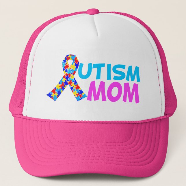 Autismus Mama Niedlich Pink Blue Mother Day Truckerkappe (Vorderseite)