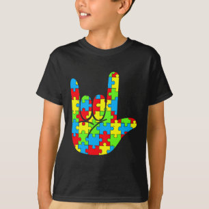 Autismus Mama Papa Asl Liebe Gebärdensprache Autis T-Shirt