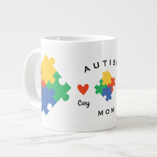 Autismus-Mama Personalisiert mit zwei Kindern Name Jumbo-Tasse