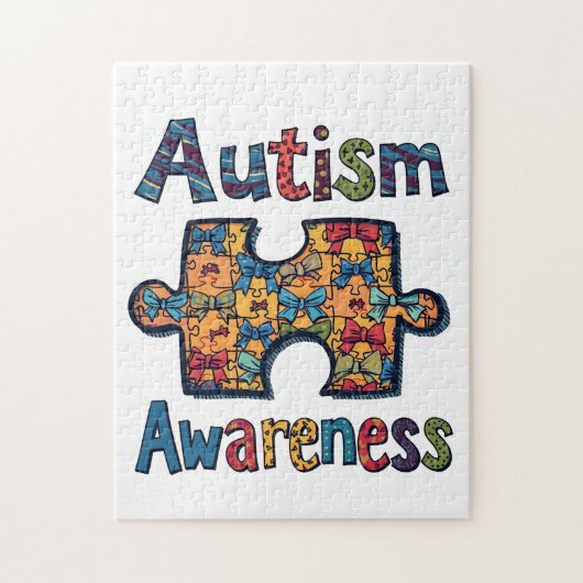 Autismus Mama Puzzle Piece Coquette Bow Ribbon Aut (Vertikal)