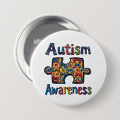 Autismus Mama Puzzle Piece Coquette Bow Ribbon Aut Button (Vorne & Hinten)