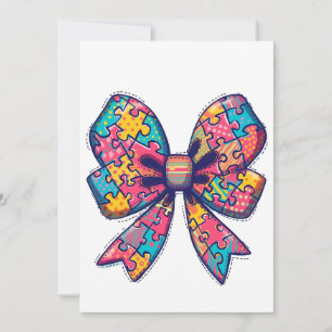 Autismus Mama Puzzle Piece Coquette Bow Ribbon Aut Einladung