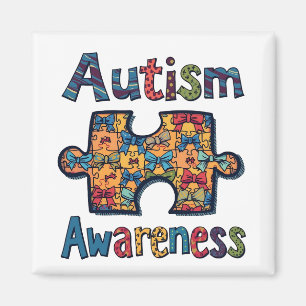 Autismus Mama Puzzle Piece Coquette Bow Ribbon Aut Magnet