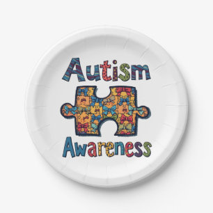 Autismus Mama Puzzle Piece Coquette Bow Ribbon Aut Pappteller