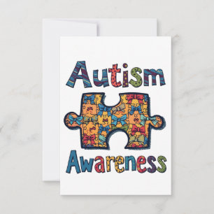 Autismus Mama Puzzle Piece Coquette Bow Ribbon Aut RSVP Karte