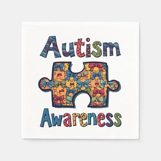 Autismus Mama Puzzle Piece Coquette Bow Ribbon Aut Serviette (Vorderseite)