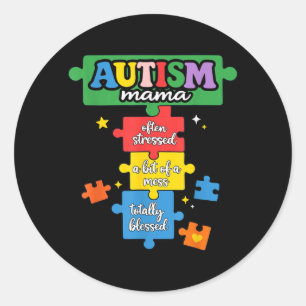 Autismus-Mama-Puzzleteil Autismus-Mama-Bewusstsein Runder Aufkleber