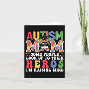 Autismus Mama Raising - Hero Groovy Messy Bun Auti Karte