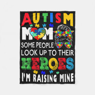 Autismus Mama Raising Hero Groovy Messy Bun Autism Fleecedecke