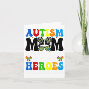 Autismus Mama Raising Hero Groovy Messy Bun Autism Karte