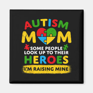 Autismus Mama Raising Hero Groovy Messy Bun Autism Magnet