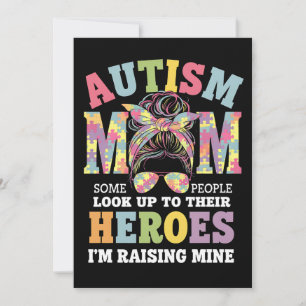 Autismus Mama Raising Hero Messy Bun Autistic Einladung