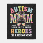 Autismus Mama Raising Hero Messy Bun Autistic Fleecedecke (Vorderseite)