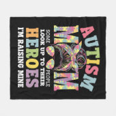 Autismus Mama Raising Hero Messy Bun Autistic Fleecedecke (Vorderseite (Horizontal))