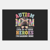 Autismus Mama Raising Hero Messy Bun Autistic Geschenkpapier Set (Vorderseite)