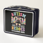 Autismus Mama Raising Hero Messy Bun Autistic Metall Brotdose (Vorderseite)