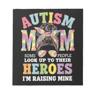 Autismus Mama Raising Hero Messy Bun Autistic Notizblock