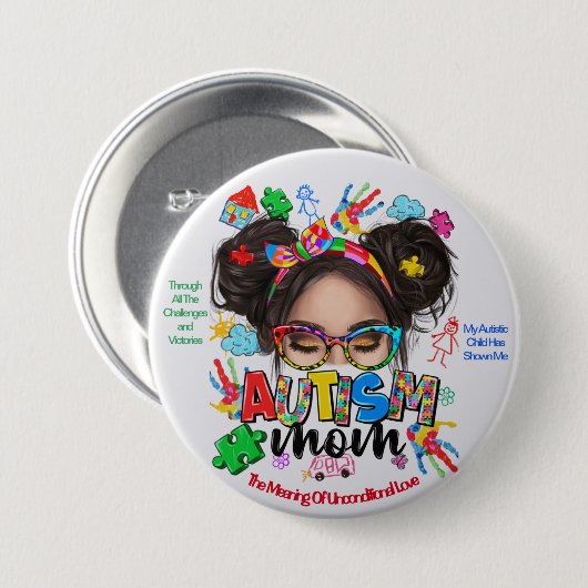 "Autismus-Mama" - Schaltfläche zur Sensibilisierun Button (Vorne & Hinten)