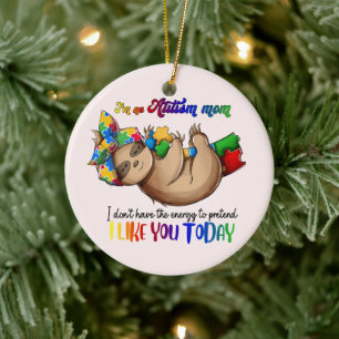 Autismus-Mama - Sloth Keramik Ornament