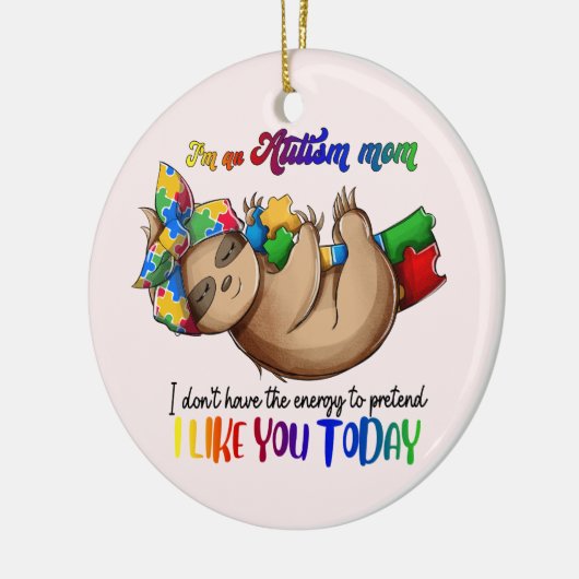 Autismus-Mama - Sloth Keramik Ornament (Links)