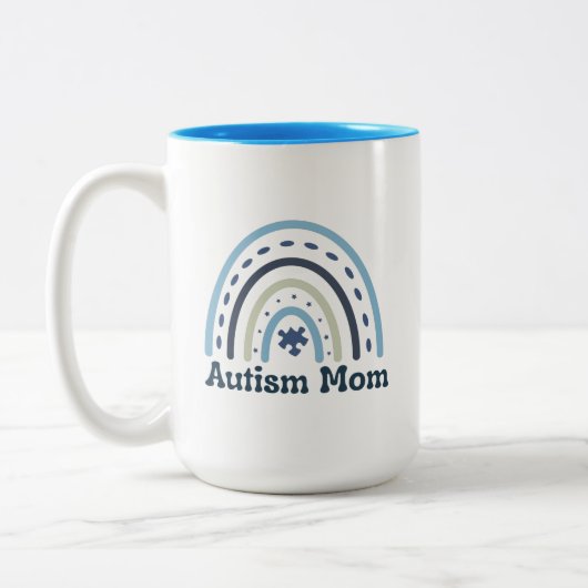 Autismus Mama Tasse, 15 oz Zweifarbige Tasse (Links)
