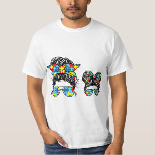 Autismus Mama und Kinderleben Messy Bun Sonnenbril T-Shirt