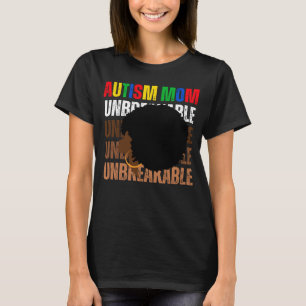 Autismus-Mama unzerbrechlich Afro Messy Bun Autism T-Shirt