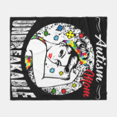 Autismus Mama Unzerbrechliche Autismus Aufklärungs Fleecedecke (Vorderseite (Horizontal))