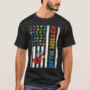 Autismus Mami Amerikanische Flagge Autismus-Bewuss T-Shirt