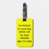 Autismus Medic Alert Vollständige Informationen Ke Gepäckanhänger (Rückseite vertikal)