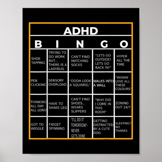Autismus Mental Health Awareness Day Adhd Bingo Fu Poster (Vorne)