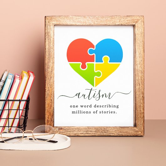 Autismus Millionen von Geschichten Herz Puzzle Poster