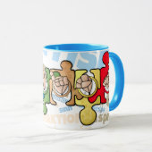 Autismus mit den Fingeralphabeten Tasse (VorderseiteRechts)