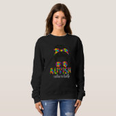 Autismus Mutter im Gesetz Messy Bun Puzzle Sonnenb Sweatshirt (Vorne ganz)