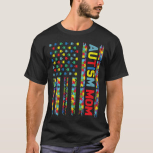 Autismus-Mutter-Kind-US-Flagge-Puzzle-Bewusstsein- T-Shirt