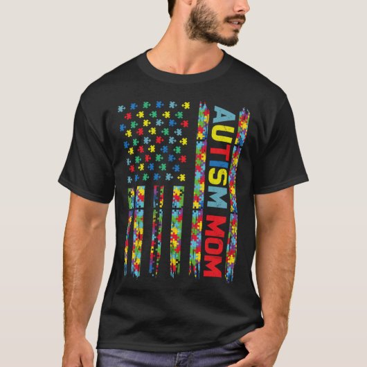 Autismus-Mutter-Kind-US-Flagge-Puzzle-Bewusstsein- T-Shirt (Vorderseite)