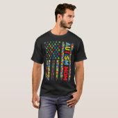 Autismus-Mutter-Kind-US-Flagge-Puzzle-Bewusstsein- T-Shirt (Vorne ganz)