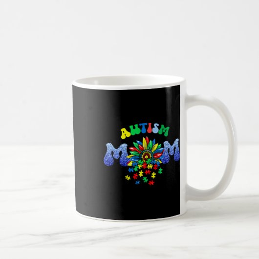 Autismus-Mutter-Leben Sonnenblume Puzzleteil Mutte Kaffeetasse (Rechts)